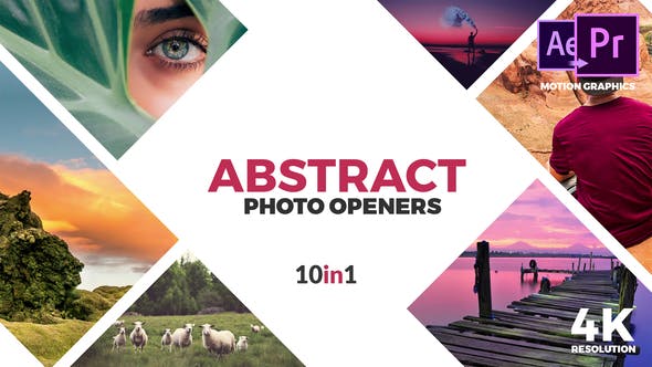 AE模板/PR预设-10组创意图像拼接排版LOGO标志展示片头 Abstract Photo Openers