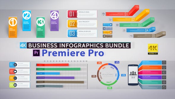 Premiere预设-40种公司企业商务信息数据统计图表彩色图形展示介绍动画